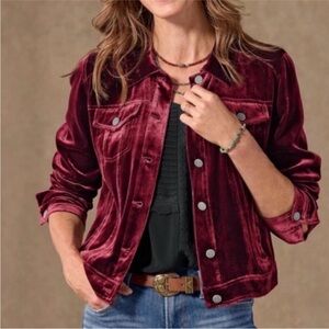 Sundance Wren Luxe Silk Blend Velvet Jacket sz PS Petite S Burgundy Red